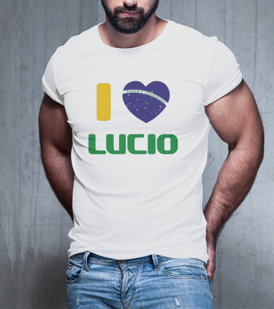 I Love Ordem E Progresso Lucio Brazil Heart Flag Style T-Shirt