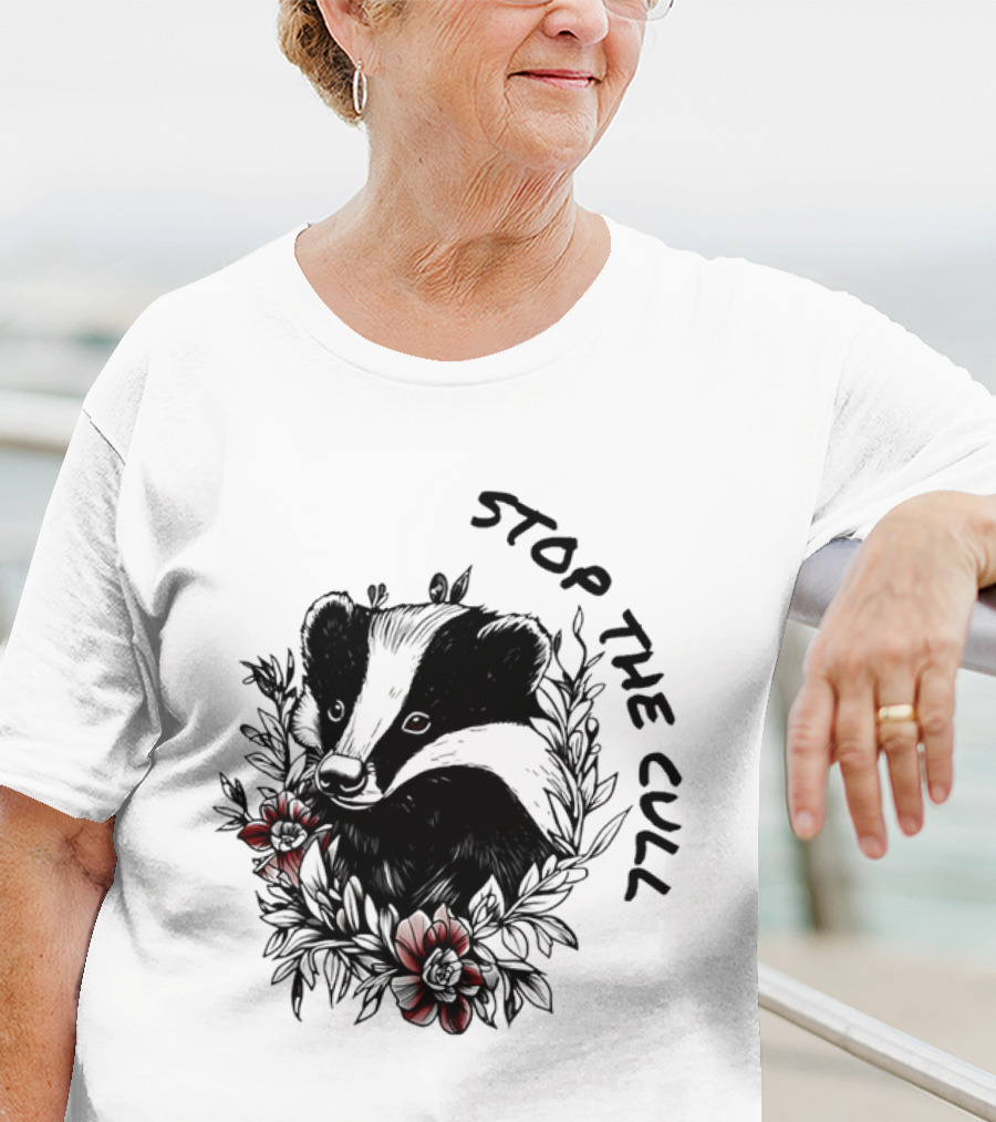 Badger Stop The Cull Floral Design T-Shirt