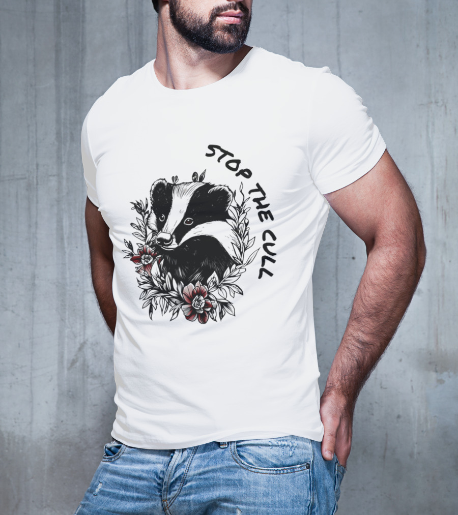 Badger Stop The Cull Floral Design T-Shirt