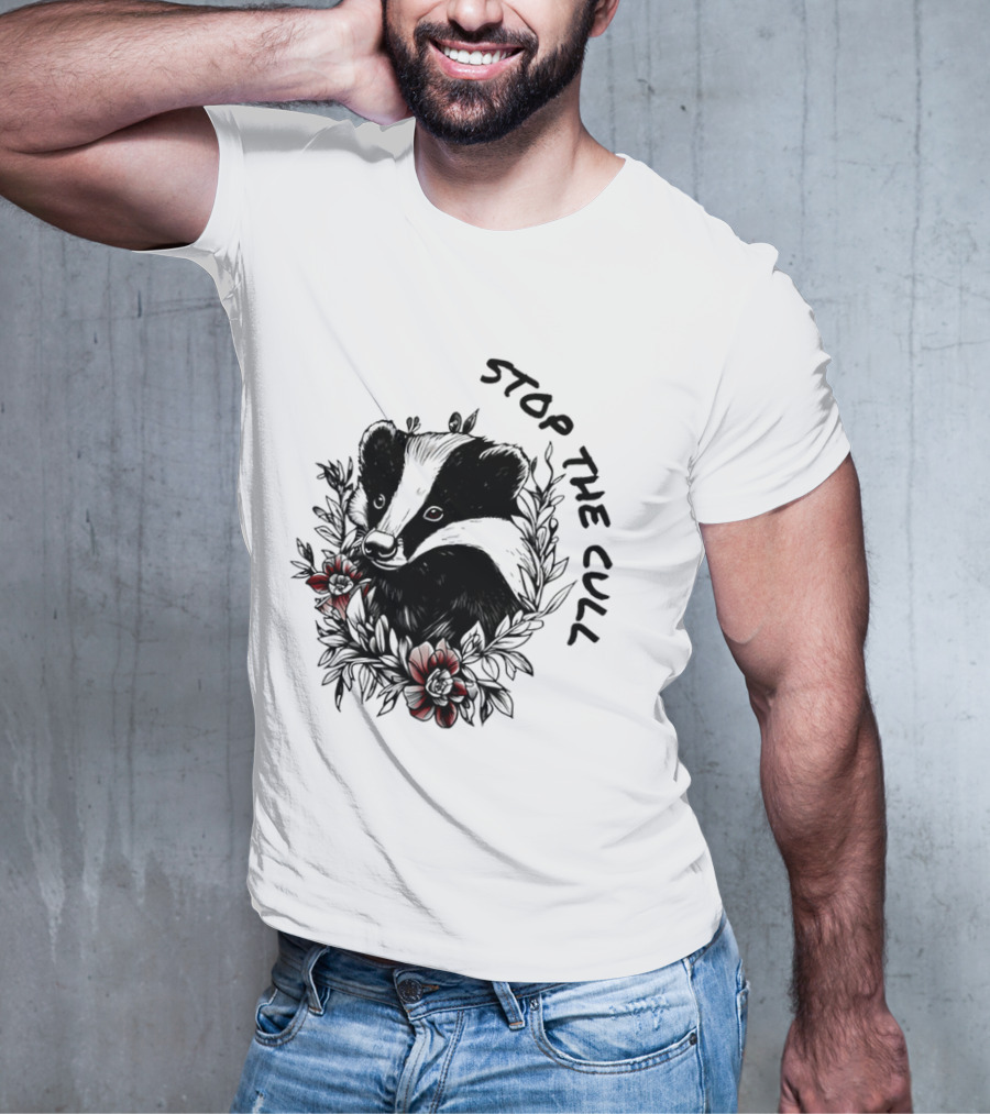 Badger Stop The Cull Floral Design T-Shirt