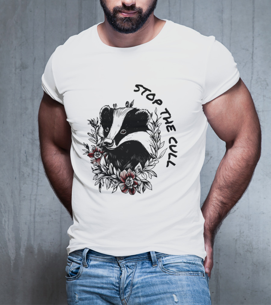 Badger Stop The Cull Floral Design T-Shirt