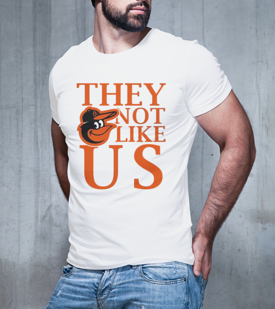 Baltimore Orioles They Not Like Us Bold Orange Text With Bird Graphic T-Shirt