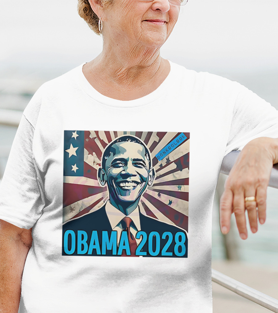 Obama 2028 American Flag Donkoolook T-Shirt