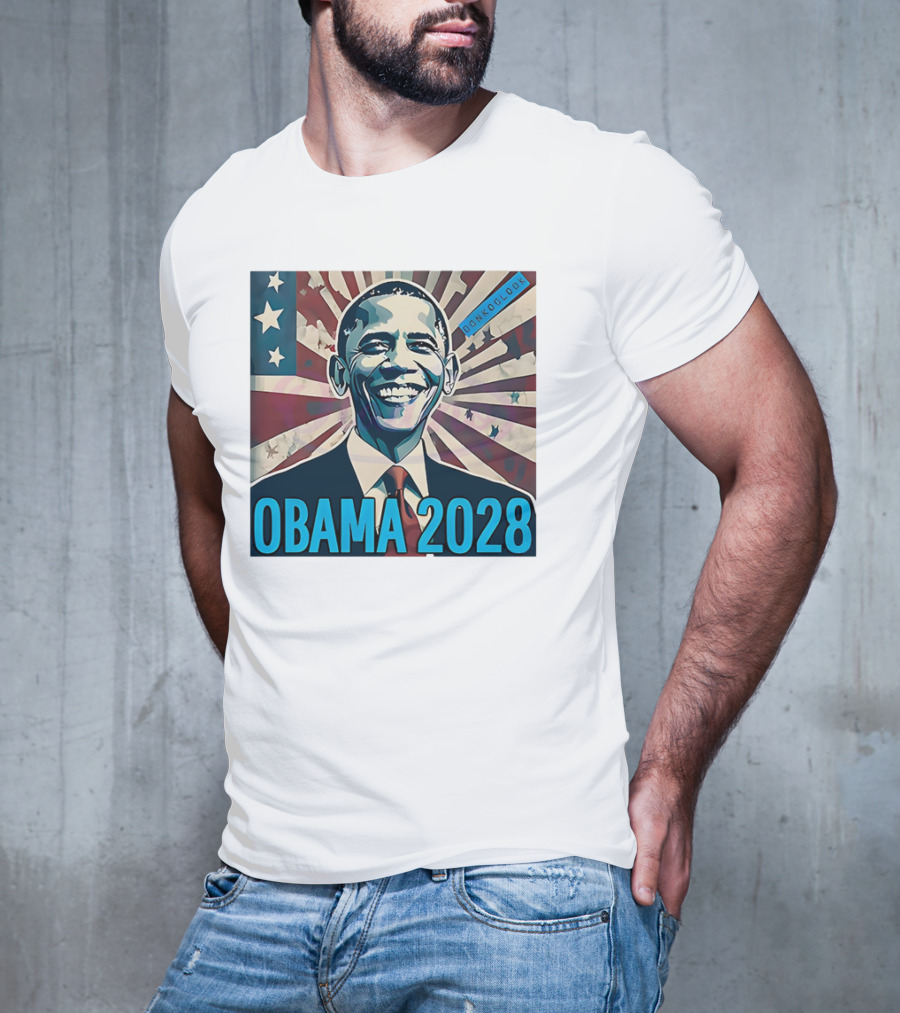 Obama 2028 American Flag Donkoolook T-Shirt