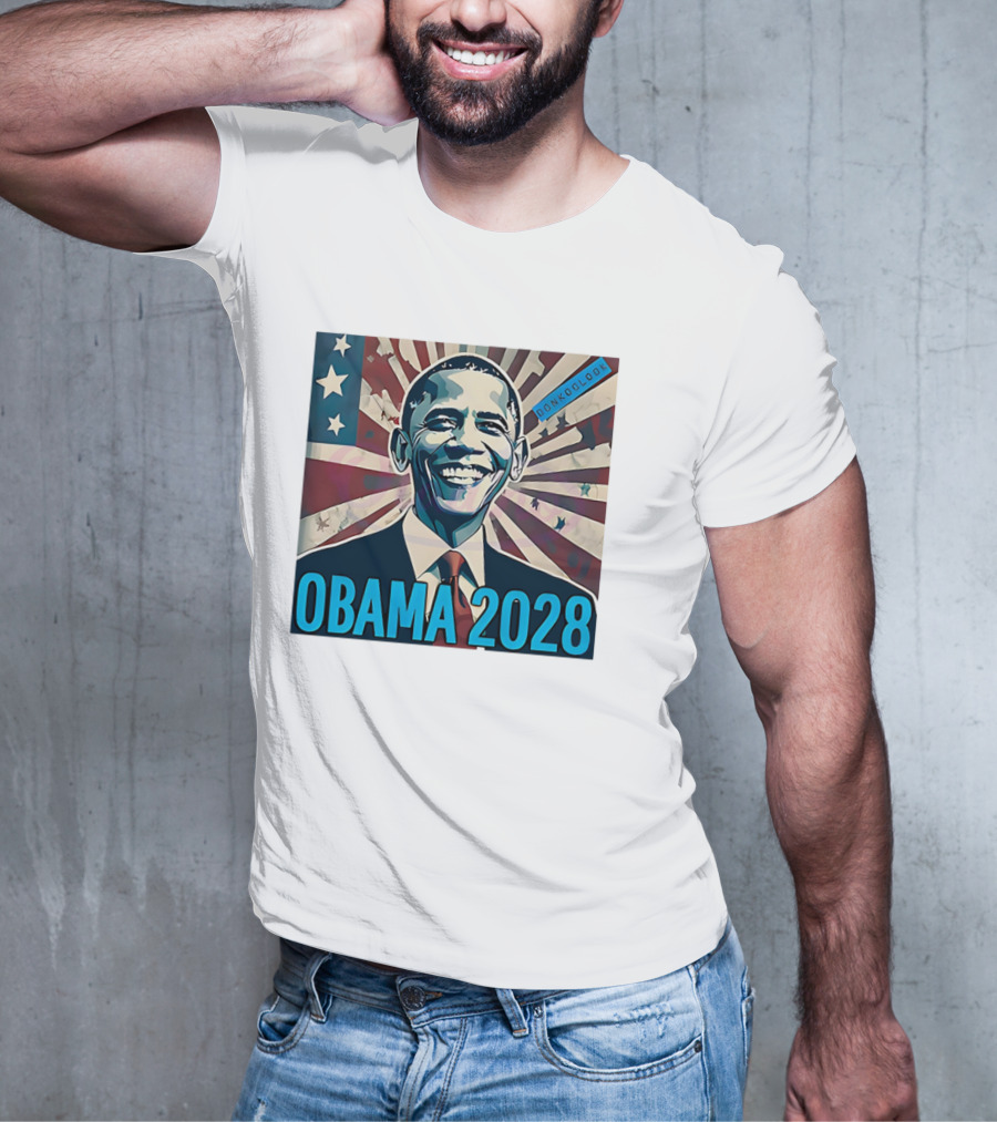 Obama 2028 American Flag Donkoolook T-Shirt