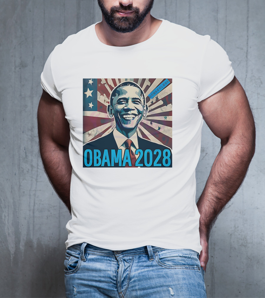Obama 2028 American Flag Donkoolook T-Shirt