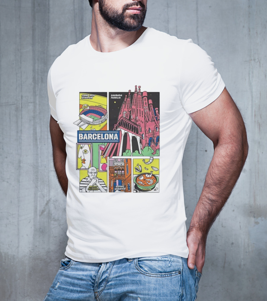 Barcelona Sagrada Familia Camp Nou Museu Picasso Gothic Quarter Paella T-Shirt