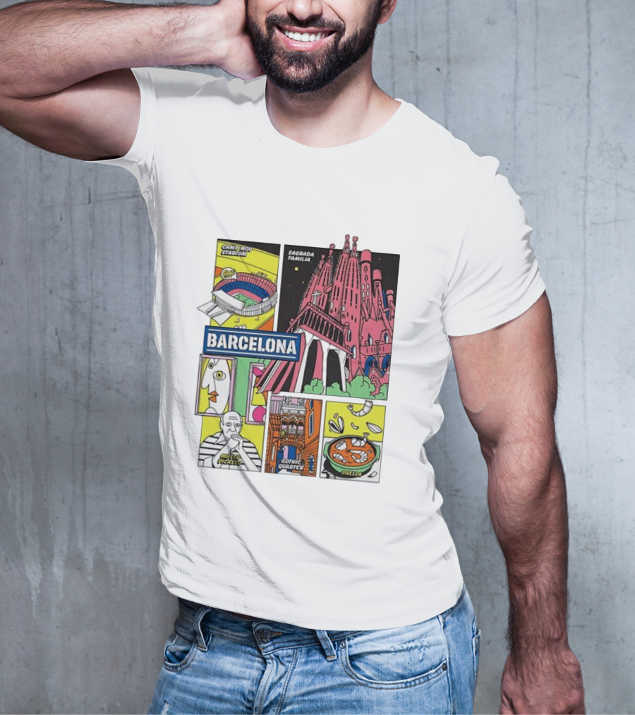 Barcelona Sagrada Familia Camp Nou Museu Picasso Gothic Quarter Paella T-Shirt