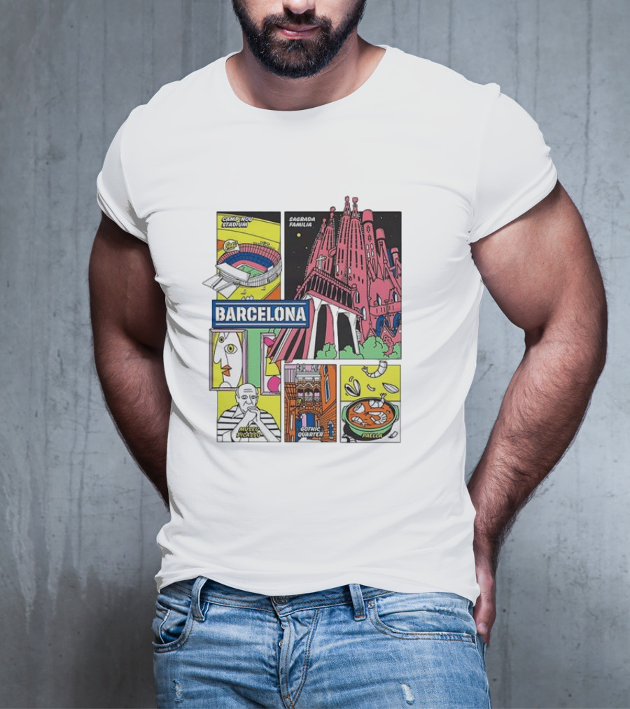 Barcelona Sagrada Familia Camp Nou Museu Picasso Gothic Quarter Paella T-Shirt