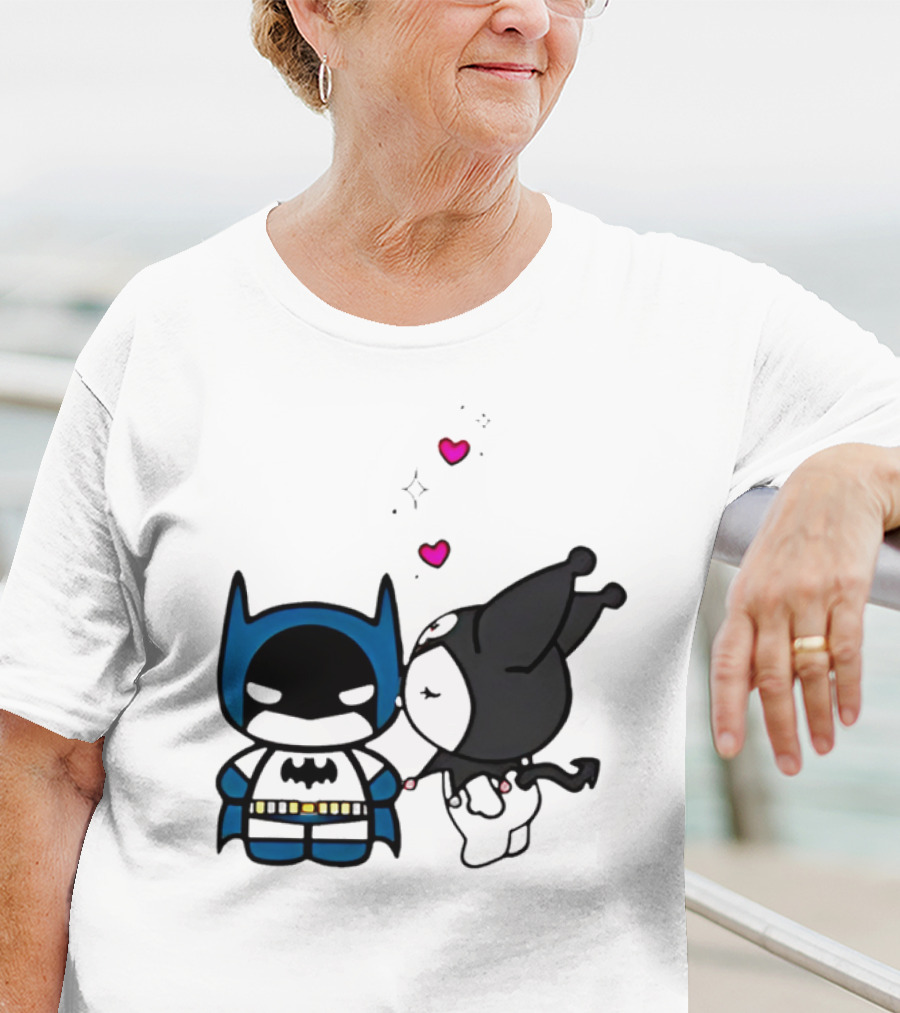 Batman Kuromi Kiss Cartoon With Hearts T-Shirt