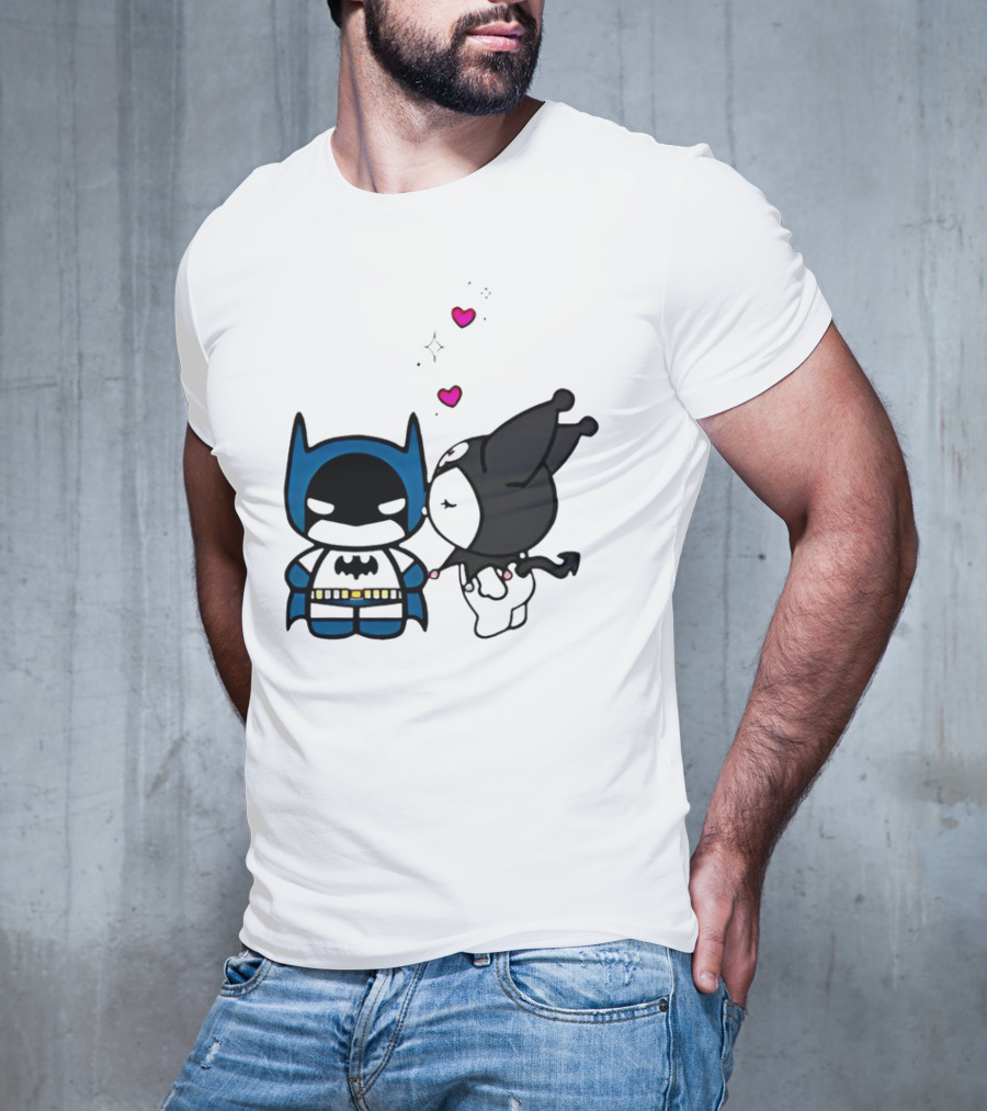 Batman Kuromi Kiss Cartoon With Hearts T-Shirt