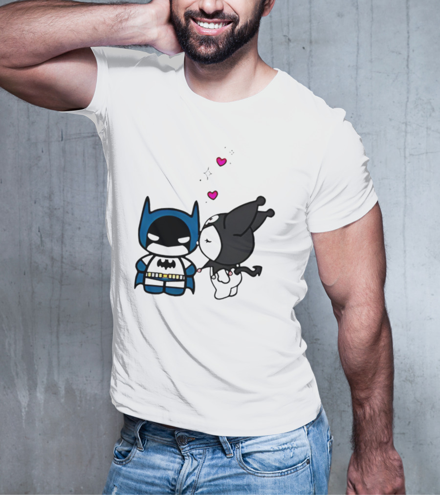Batman Kuromi Kiss Cartoon With Hearts T-Shirt