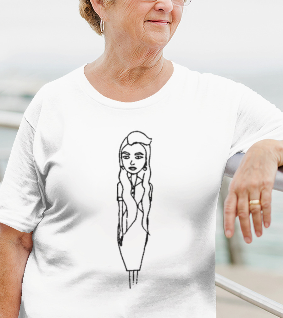 Amanda Bynes X Asspizza Long Hair Black And White Sketch T-Shirt