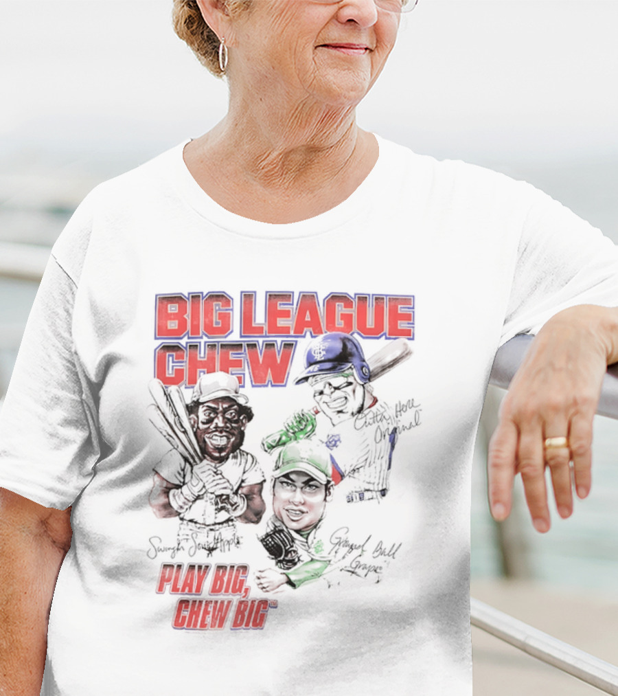 Big League Chew Play Big Chew Big Baseball Caricature T-Shirt