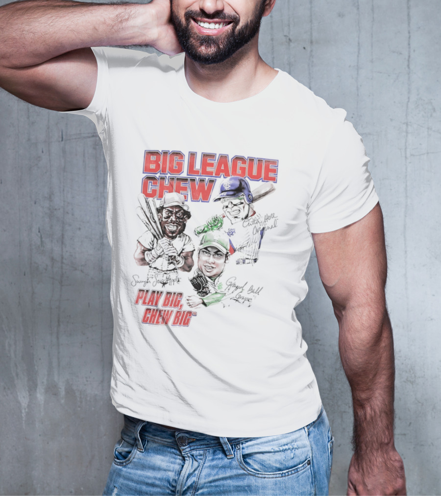 Big League Chew Play Big Chew Big Baseball Caricature T-Shirt