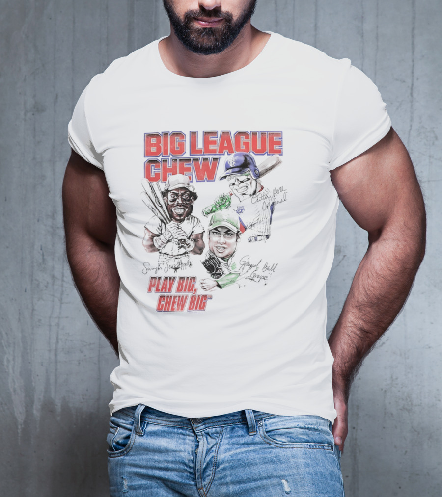 Big League Chew Play Big Chew Big Baseball Caricature T-Shirt