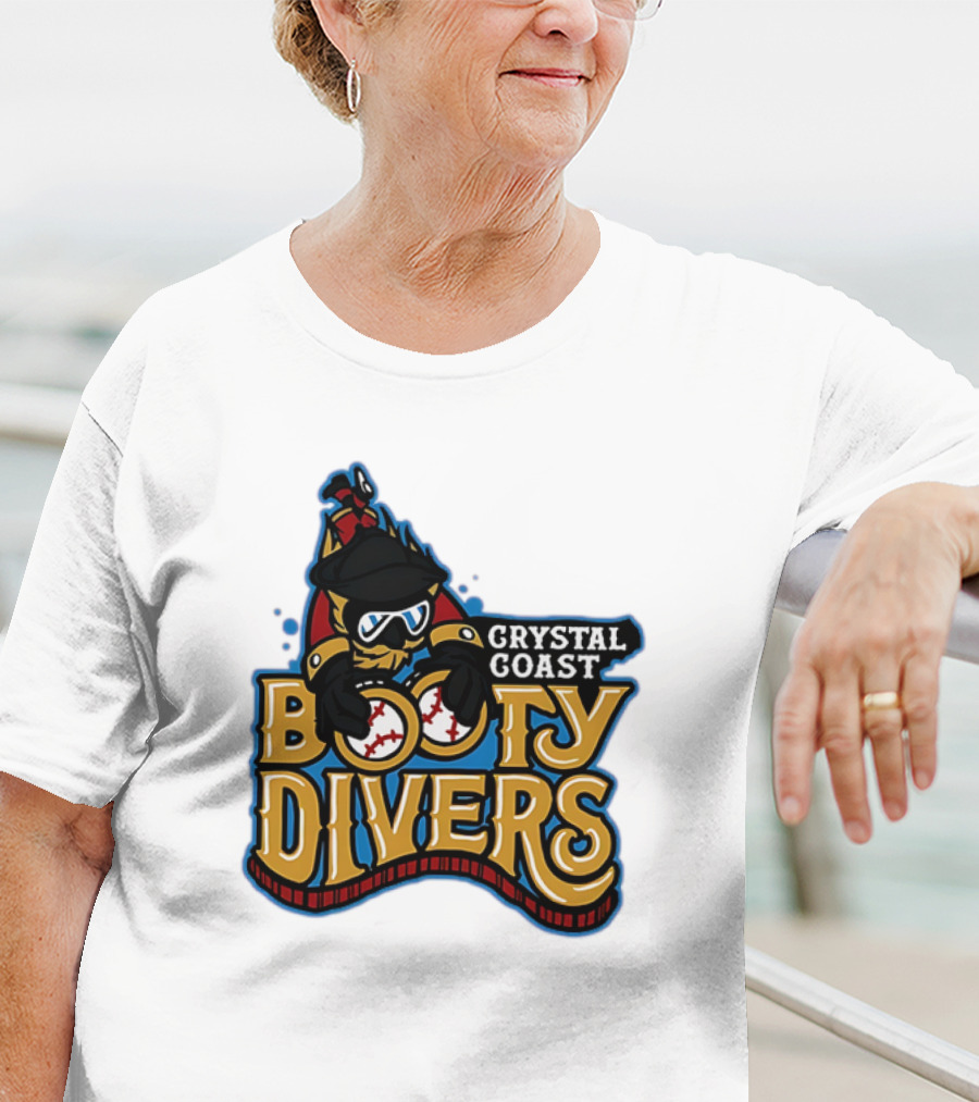Crystal Coast Booty Divers Pirate Spyglass Emblem T-Shirt
