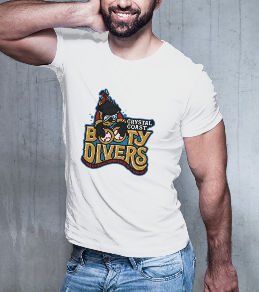 Crystal Coast Booty Divers Pirate Spyglass Emblem T-Shirt