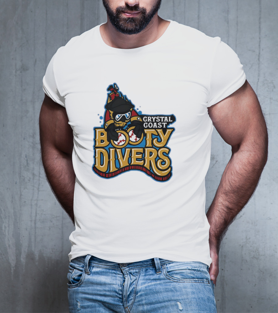 Crystal Coast Booty Divers Pirate Spyglass Emblem T-Shirt