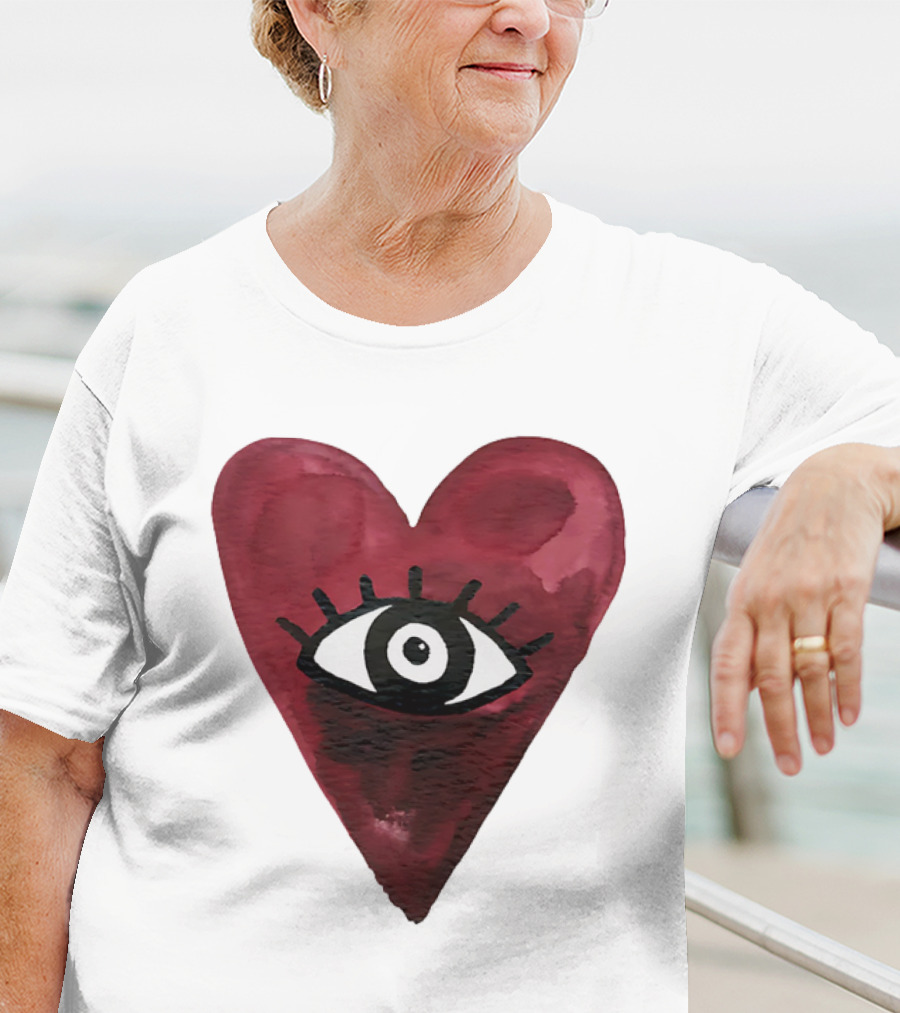 Burgundy Hearts Club Eye Retro T-Shirt