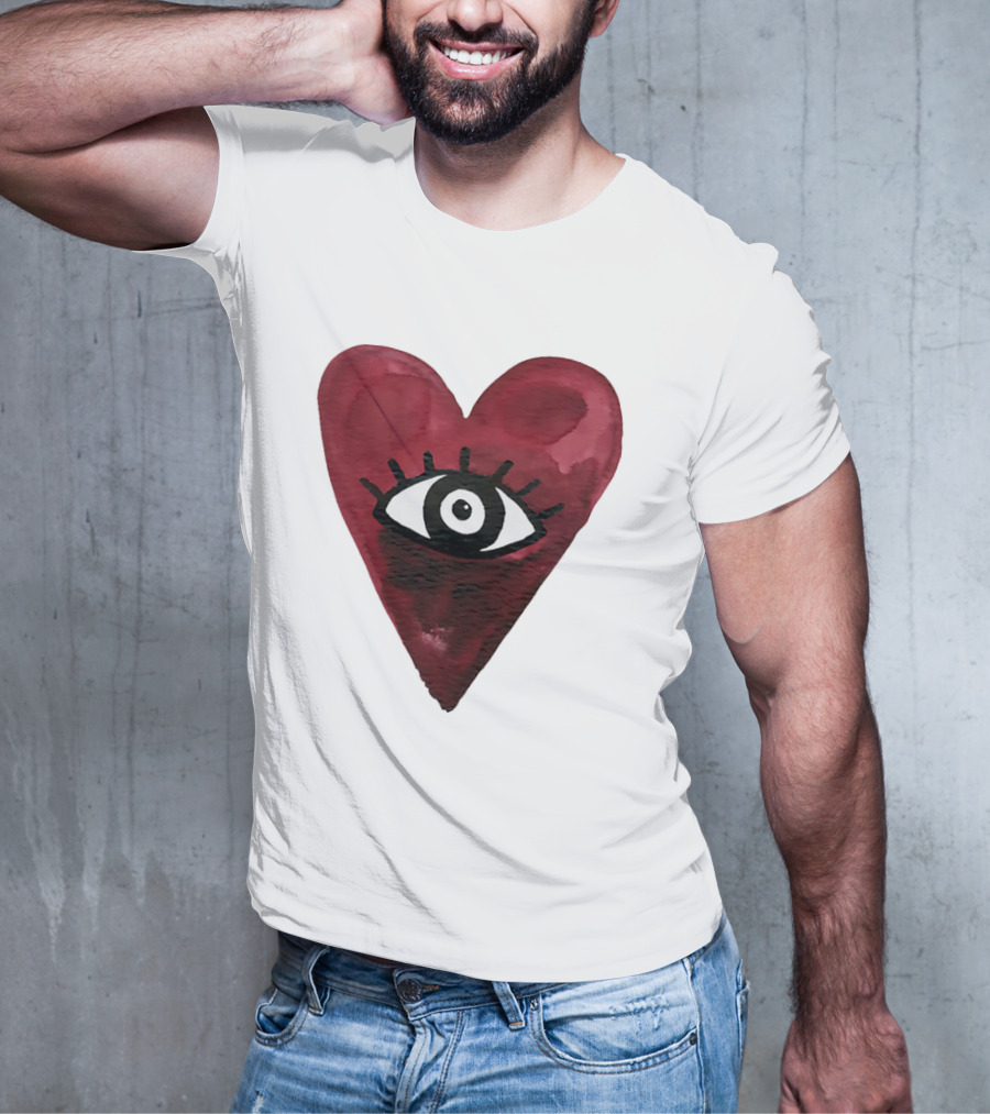 Burgundy Hearts Club Eye Retro T-Shirt