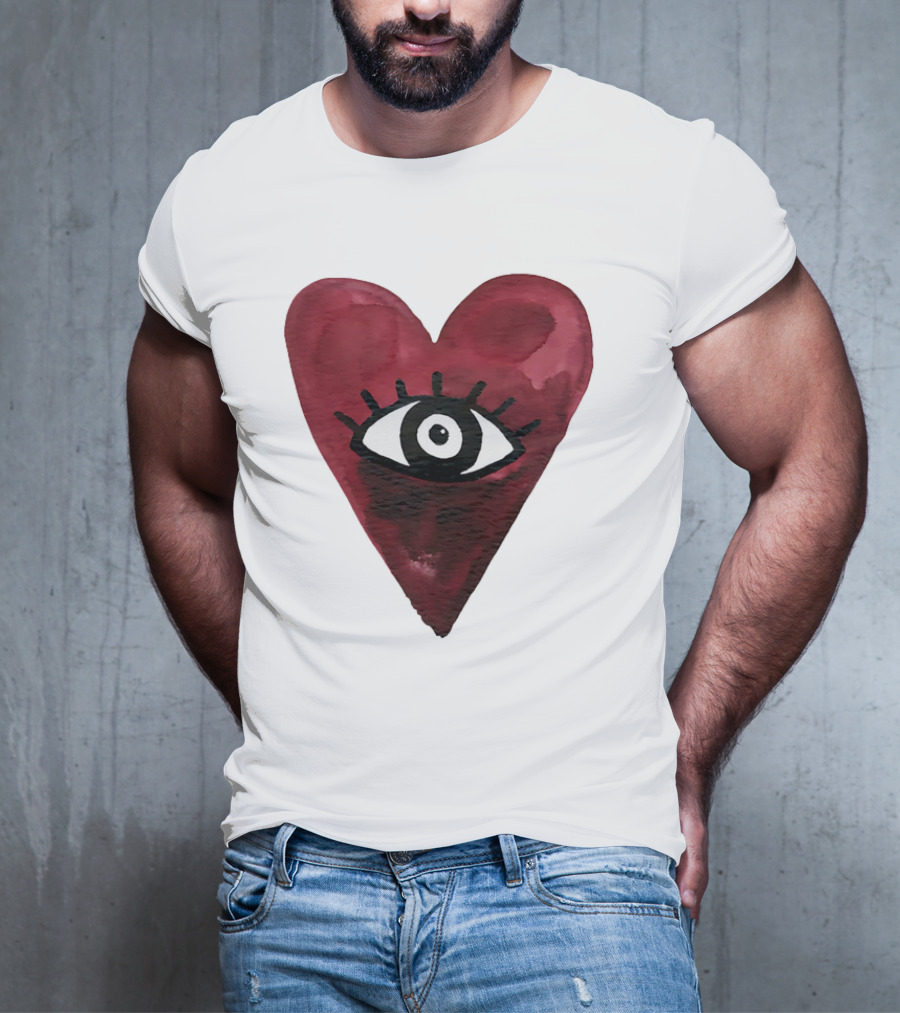 Burgundy Hearts Club Eye Retro T-Shirt