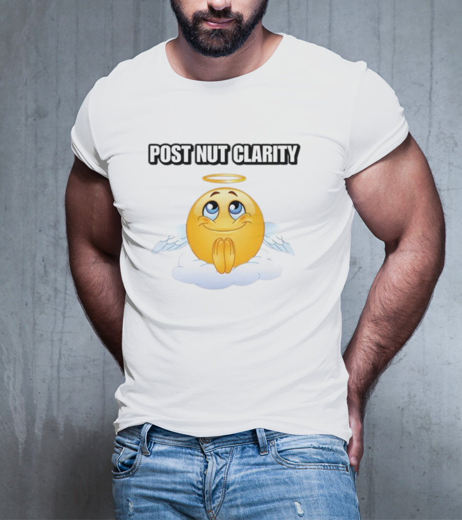 Cringeytees Post Nut Clarity Angel Emoji On Cloud T-Shirt