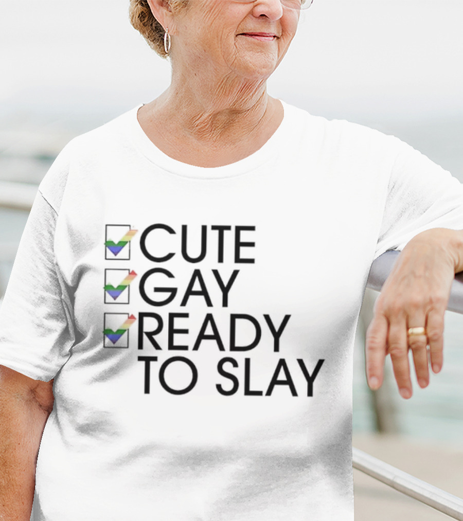 Cute Gay Ready To Slay Rainbow Checkmarks T-Shirt