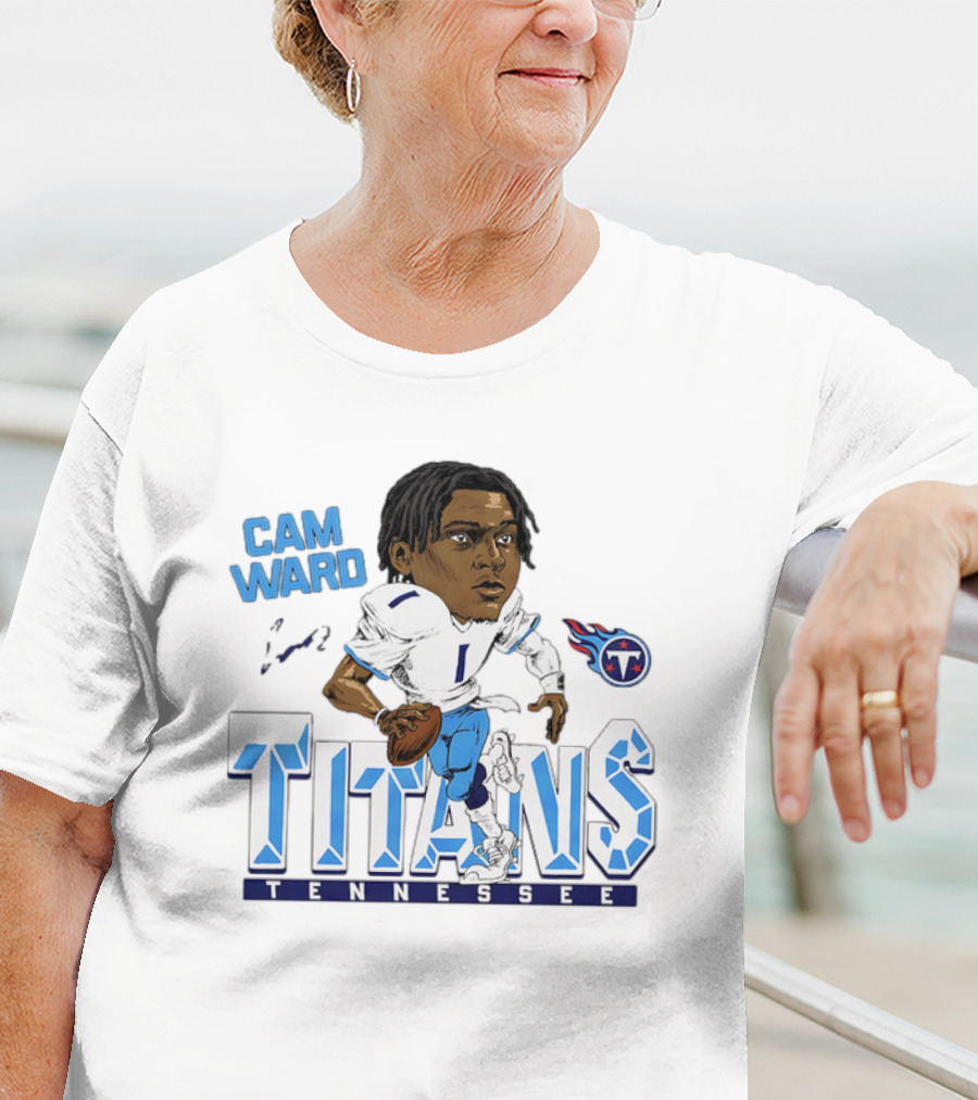 Cam Ward Tennessee Titans NFL Football Cartoon Character T-Shirt