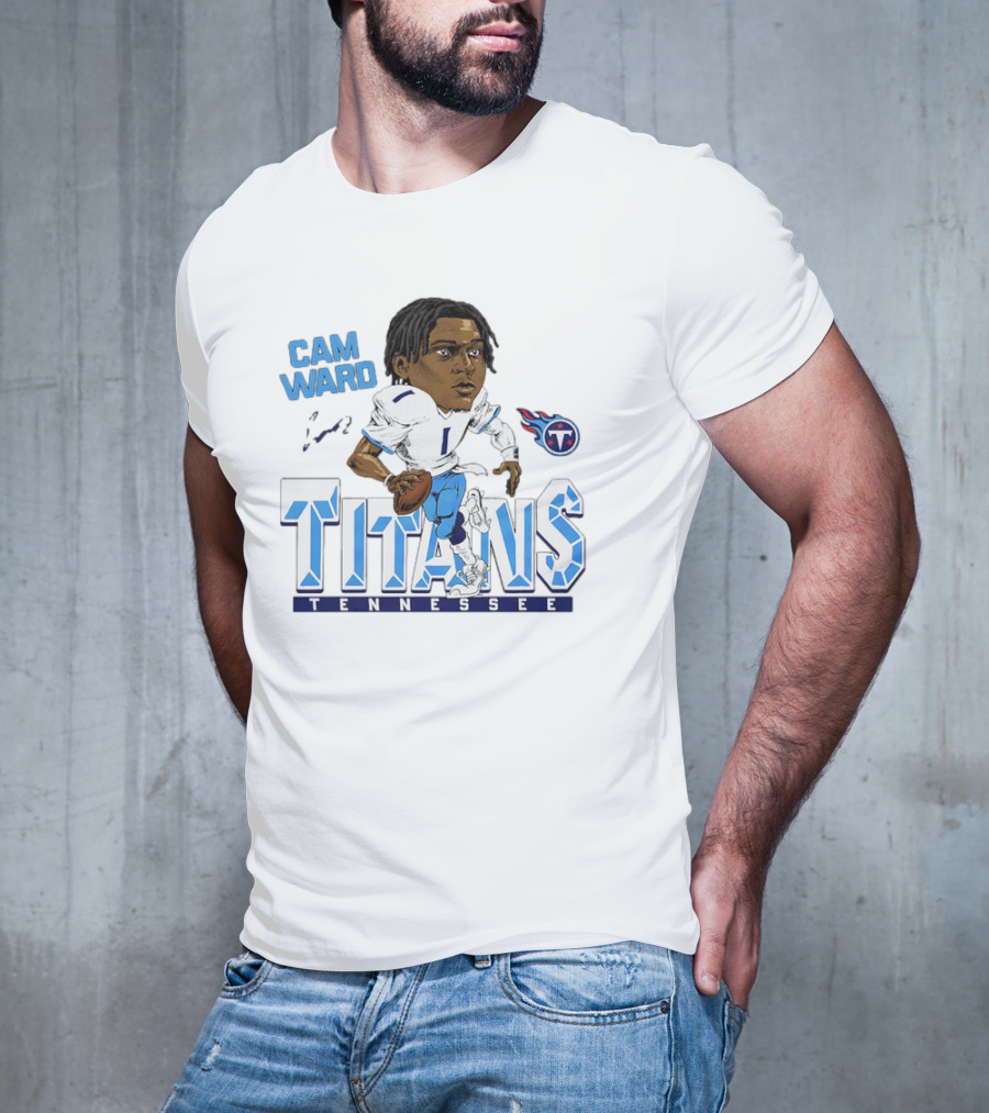 Cam Ward Tennessee Titans NFL Football Cartoon Character T-Shirt