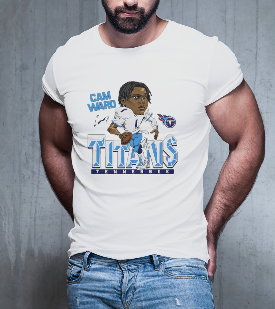 Cam Ward Tennessee Titans NFL Football Cartoon Character T-Shirt