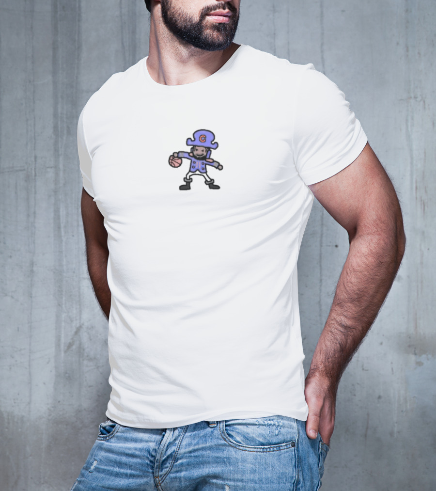Captain Clutch Blue Pirate Basketball Character T-Shirt