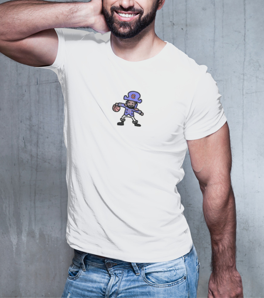 Captain Clutch Blue Pirate Basketball Character T-Shirt