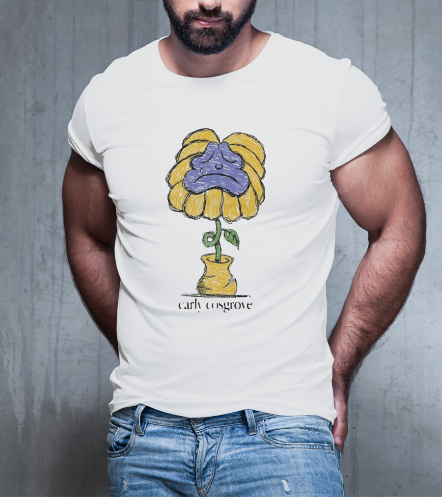 Carly Cosgrove Sad Flower Yellow Petals Blue Face Bloom T-Shirt