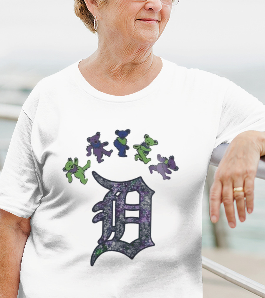 Detroit Tigers Grateful Dead Night 2025 Bears And D Logo T-Shirt