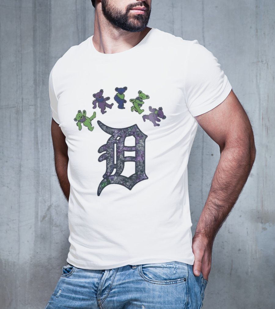 Detroit Tigers Grateful Dead Night 2025 Bears And D Logo T-Shirt