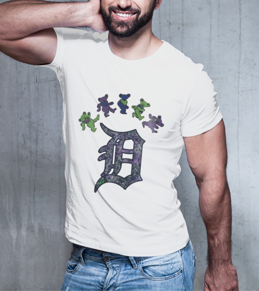 Detroit Tigers Grateful Dead Night 2025 Bears And D Logo T-Shirt