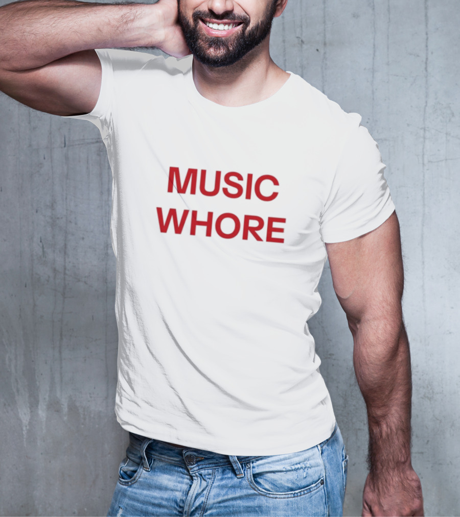 Divadelight Music Whore Bold Red Text Design T-Shirt
