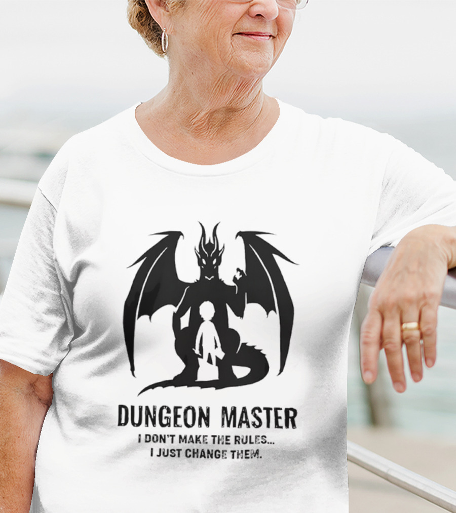 Dungeon Master I Don’t Make The Rules I Just Change Them Dragon Silhouette T-Shirt