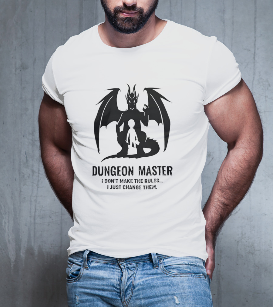 Dungeon Master I Don’t Make The Rules I Just Change Them Dragon Silhouette T-Shirt