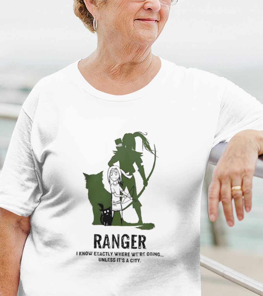 Dungeons And Dragons Ranger With Bow And Wolf Companion I Know Exactly Where We’re Going Unless It’s A City T-Shirt