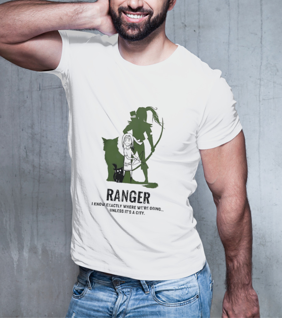 Dungeons And Dragons Ranger With Bow And Wolf Companion I Know Exactly Where We’re Going Unless It’s A City T-Shirt