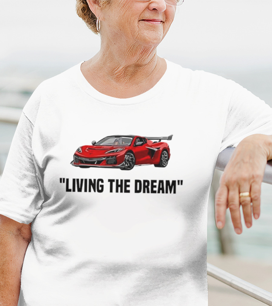 Corvette Living The Dream Red Convertible Car T-Shirt