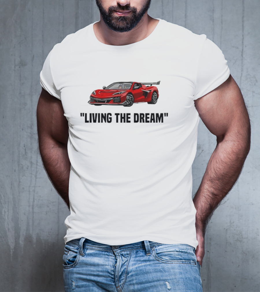 Corvette Living The Dream Red Convertible Car T-Shirt