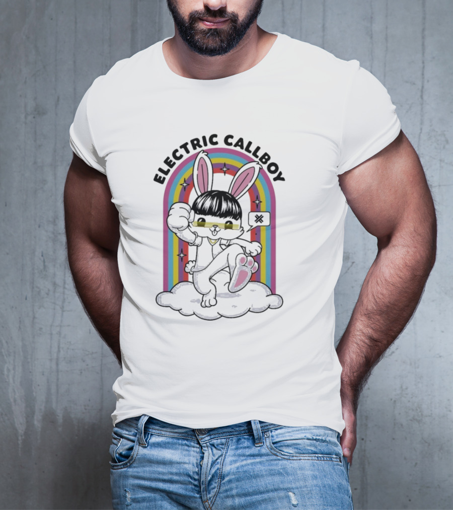 "Electric Callboy Bunny Rainbow Sunglasses Black Bunny" T-Shirt