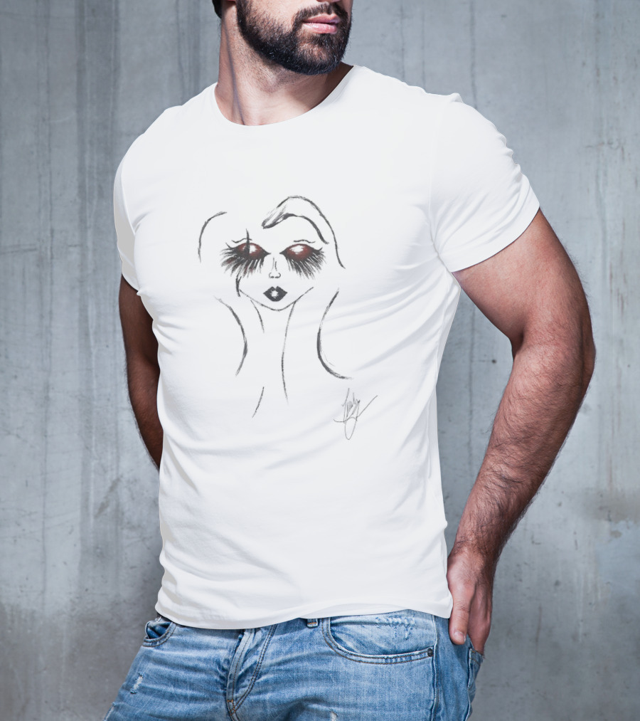 Emily Lazar The Pixie Girls September Red Graphic Face Design T-Shirt