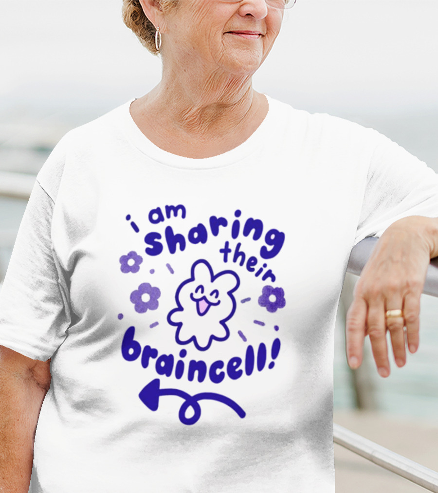I Am Sharing Their Braincell Playful Character With Flowers And Arrow T-Shirt