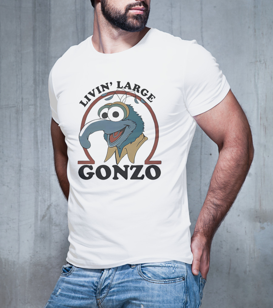 Gonzo Livin’ Large With Cartoon Character Illustration T-Shirt