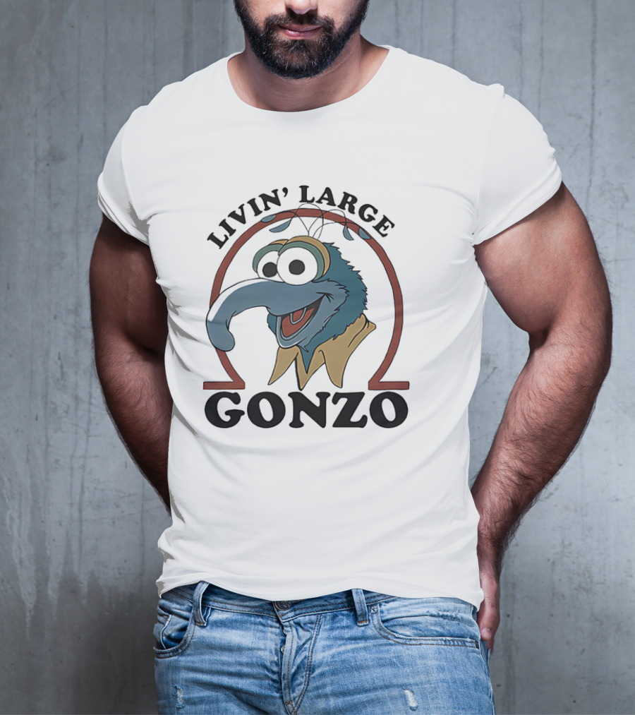 Gonzo Livin’ Large With Cartoon Character Illustration T-Shirt