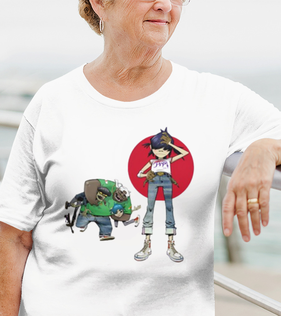 Gorillaz Invisible Sun Japanese Red Circle Band Members T-Shirt